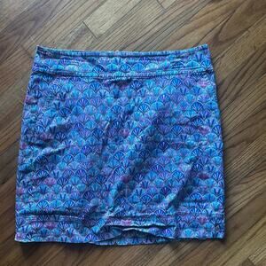 Talbots Blue & Purple Shell Print Skirt | Fan Pattern | Size 12